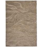 Hand-tufted beige wool rug with sand dune wave design